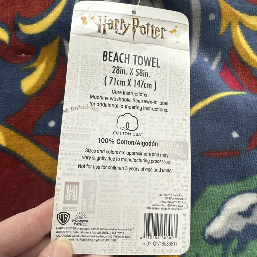 Warner Bros Harry Potter House Crests Beach Towel, 28